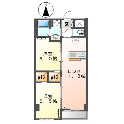 高座渋谷駅前マンション(2LDK/1階)の間取り写真