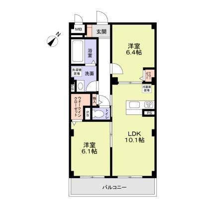 フィレ・デ・フルール(2LDK/1階)の間取り写真