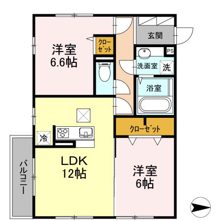 サンライズ(2LDK/1階)の間取り写真