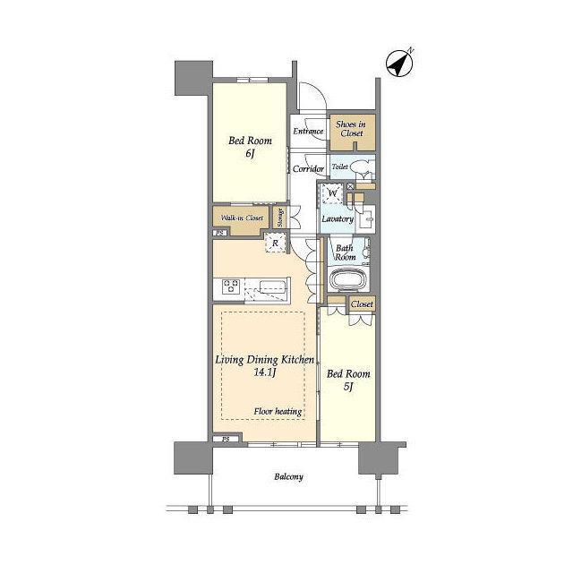 横須賀中央レジデンス(2LDK/13階)の間取り写真