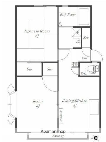 ベイサイドヒルT&T(2DK/1階)の間取り写真