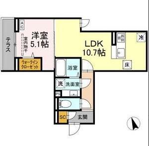 DPAINA 上平間 II(1LDK/3階)の間取り写真