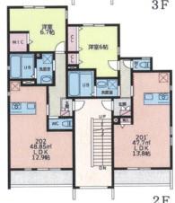 HANAMIZUKI(1LDK/2階)の間取り写真