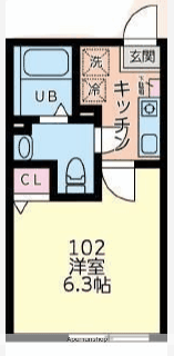 カサ・ソラールさがみ野(1K/1階)の間取り写真