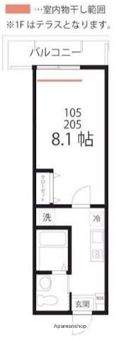 ハーミットクラブハウスメニャン(1K/1階)の間取り写真