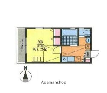 ロフティア弐番館(1K/2階)の間取り写真