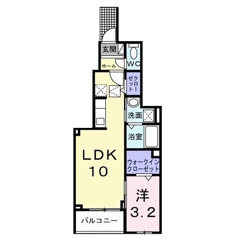 グラン・ハーモニー忠生公園(1LDK/1階)の間取り写真