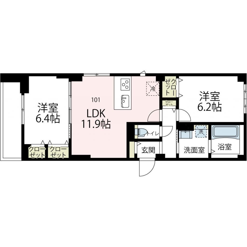 ニューグランデュールⅡ(2LDK/1階)の間取り写真