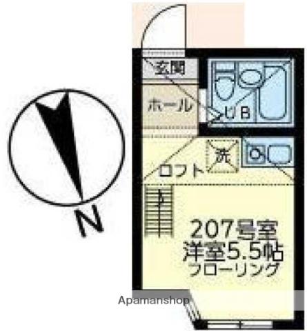 ユナイト南太田ジヴェルニー(ワンルーム/2階)の間取り写真