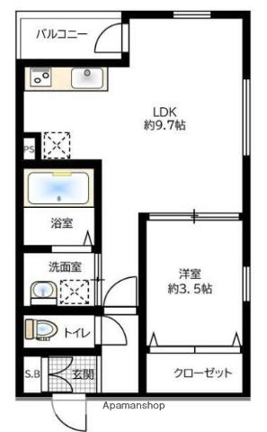 アールマンション(1LDK/4階)の間取り写真
