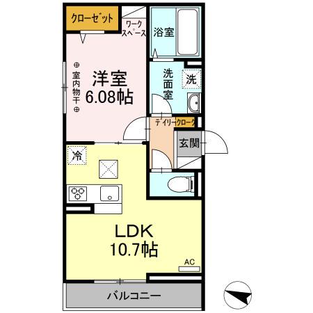 アーバンコートツマダ(1LDK/3階)の間取り写真