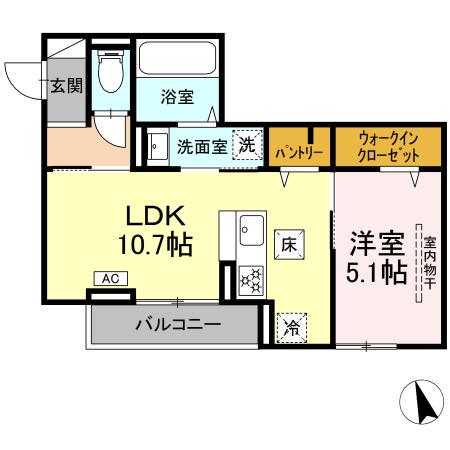 D PAINA 小机町II(1LDK/1階)の間取り写真