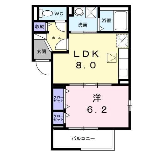 ティーダヒルズ(1LDK/1階)の間取り写真