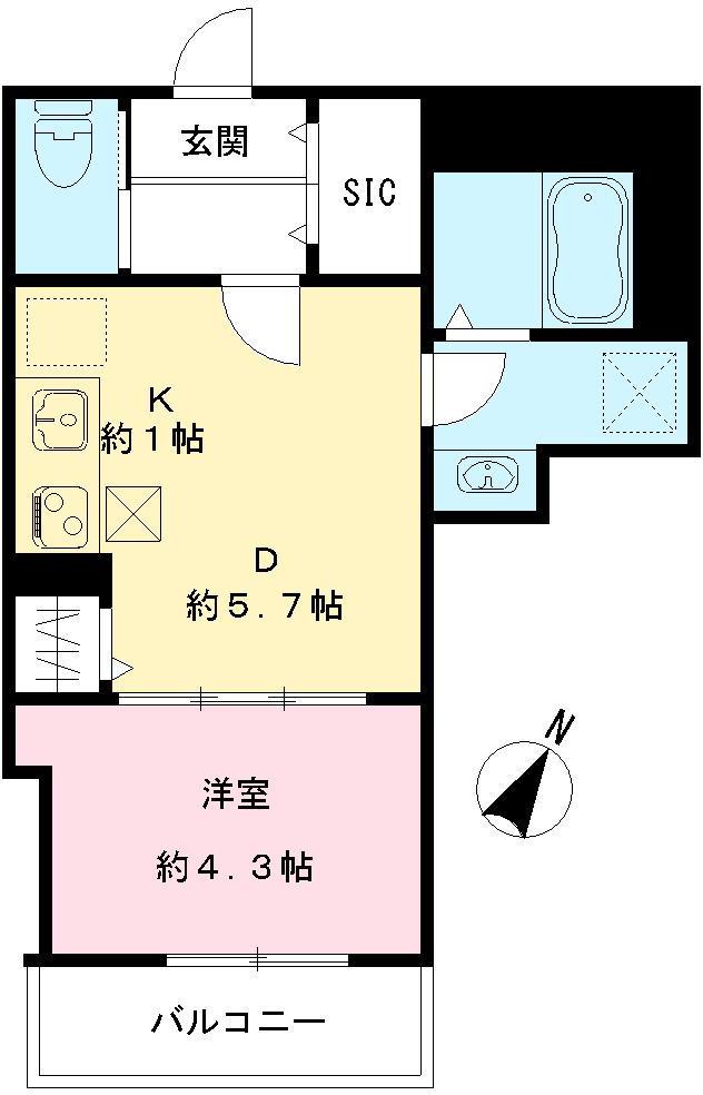 LUMORA玉南(1DK/1階)の間取り写真