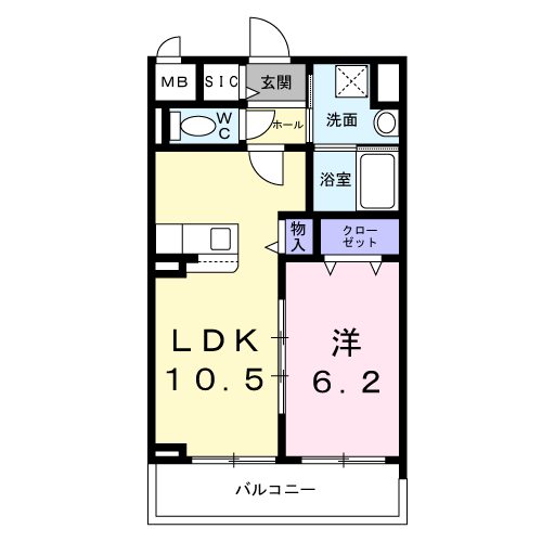 STELLA日吉(1LDK/3階)の間取り写真