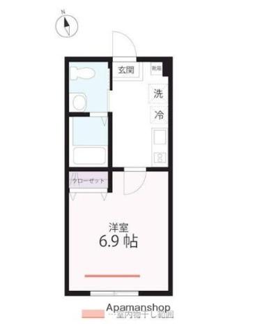 QUIET CRAB HOUSE 野島公園B号棟(1K/1階)の間取り写真