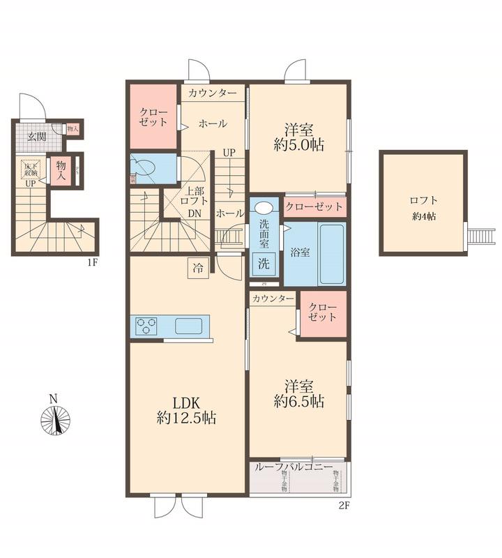 COLORS WING-A(2LDK/2階)の間取り写真