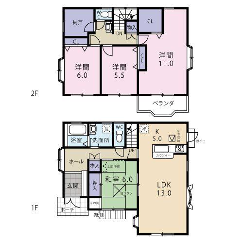 小田急電鉄小田原線 愛甲石田駅 徒歩10分 2階建 築30年(4LDK)の間取り写真