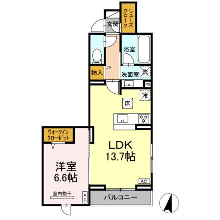 KOMFORTA(1LDK/1階)の間取り写真