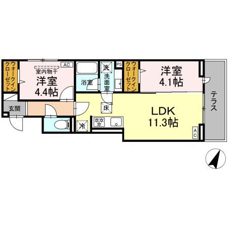 D PAINA 保土ケ谷(2LDK/1階)の間取り写真