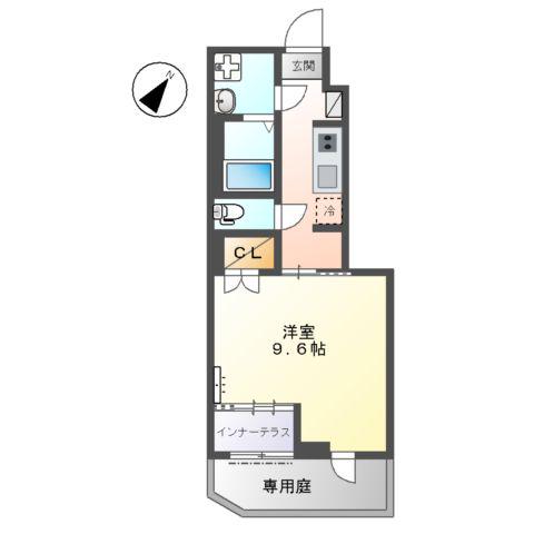 多摩区長尾アパート(1K/1階)の間取り写真