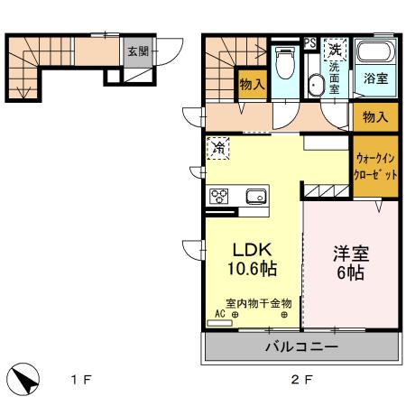 グランメール(1LDK/2階)の間取り写真