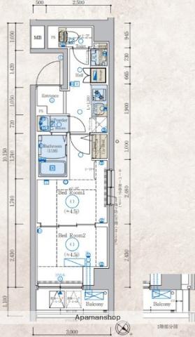 エステムコート新横浜グランデ(2K/3階)の間取り写真