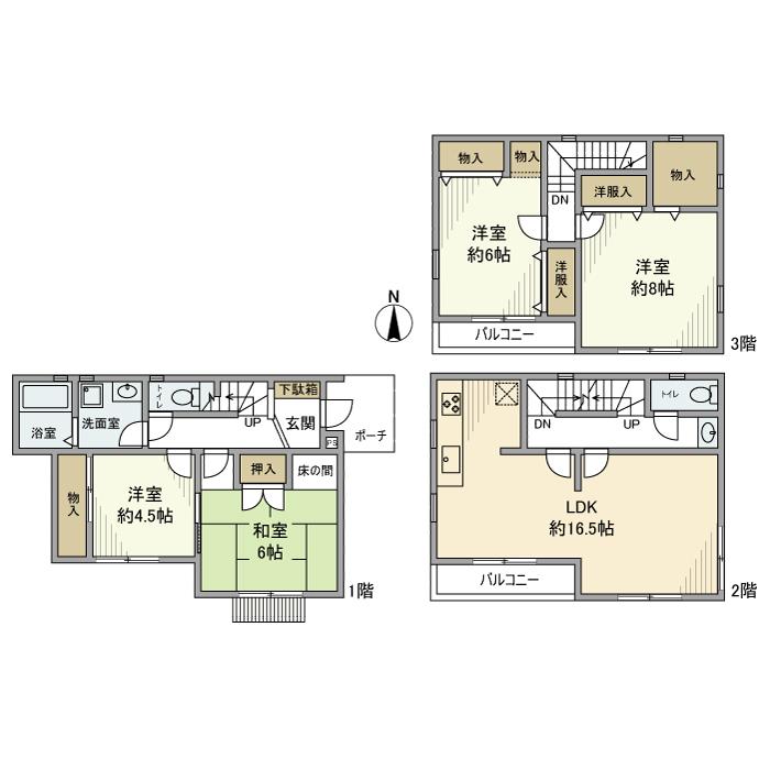 相模鉄道本線 鶴ケ峰駅 徒歩10分 3階建 築34年(4LDK)の間取り写真
