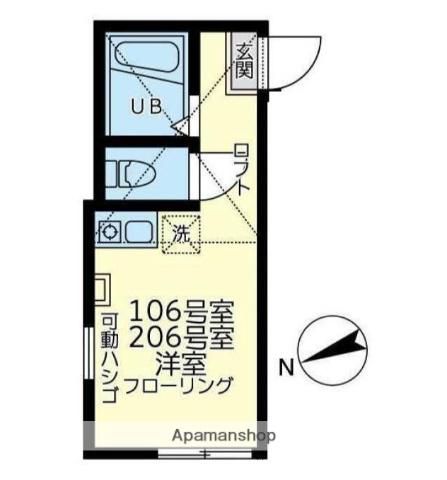 ユナイト白楽ティアーモ(ワンルーム/2階)の間取り写真
