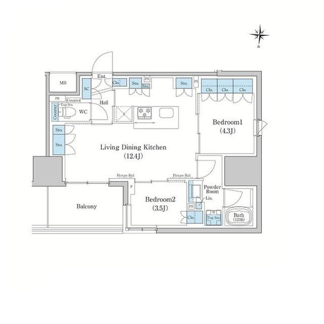 スタイリオ蒲田ウエスト(2LDK/6階)の間取り写真