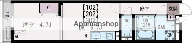 IXO横浜国大前(1DK/1階)の間取り写真