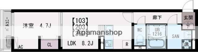 IXO横浜国大前(1DK/1階)の間取り写真