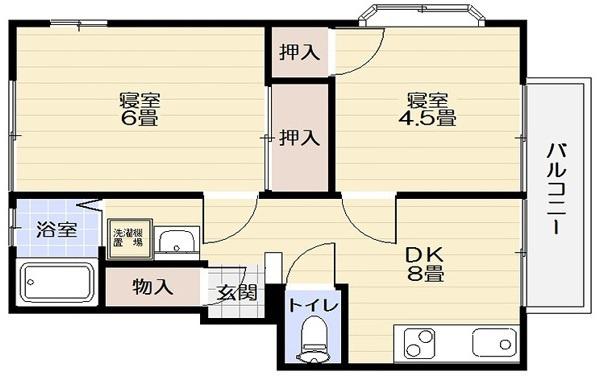 富士ビュー Ⅰ(2DK/3階)の間取り写真