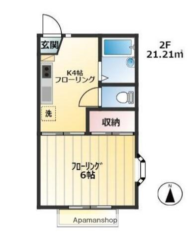 グローバルハイツ木月(ワンルーム/2階)の間取り写真