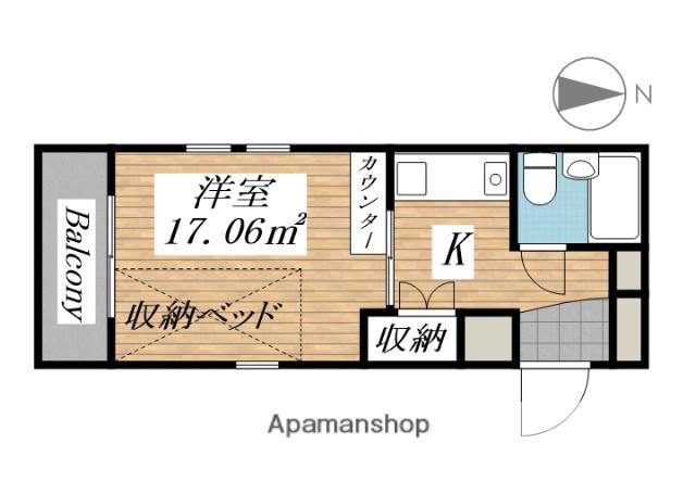 ベルトピア日吉Ⅱ(1K/2階)の間取り写真