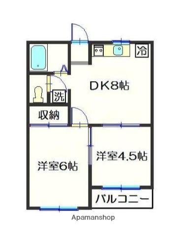 フレンドハイツ(2DK/3階)の間取り写真