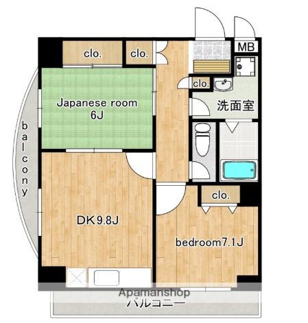 グランデ夢見ヶ崎(2DK/4階)の間取り写真