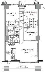 ザ・レジデンス本牧 横浜ベイサイド(3LDK/4階)の間取り写真
