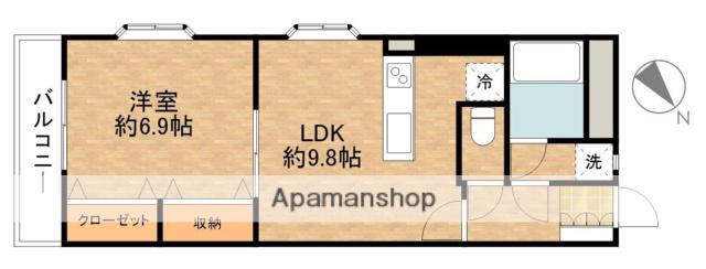 フジビュー矢向(1LDK/1階)の間取り写真