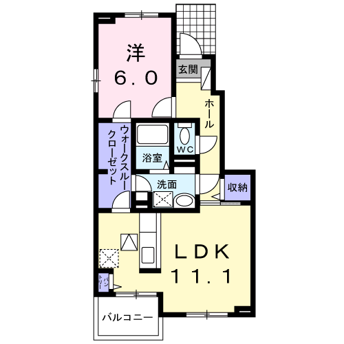 ラビエール(1LDK/1階)の間取り写真