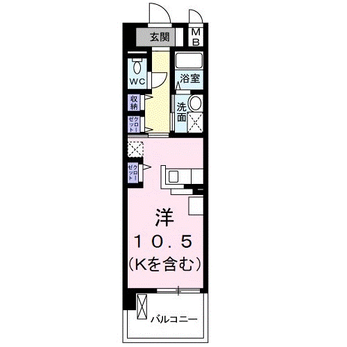 アンジュール鶴川(ワンルーム/1階)の間取り写真