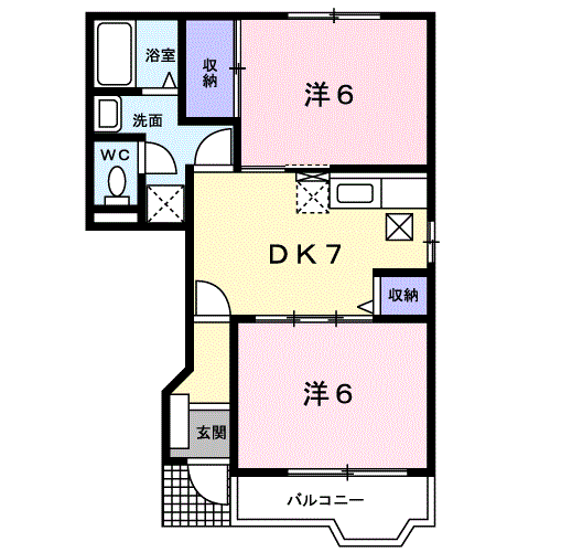 ノースヴィラ(2DK/1階)の間取り写真