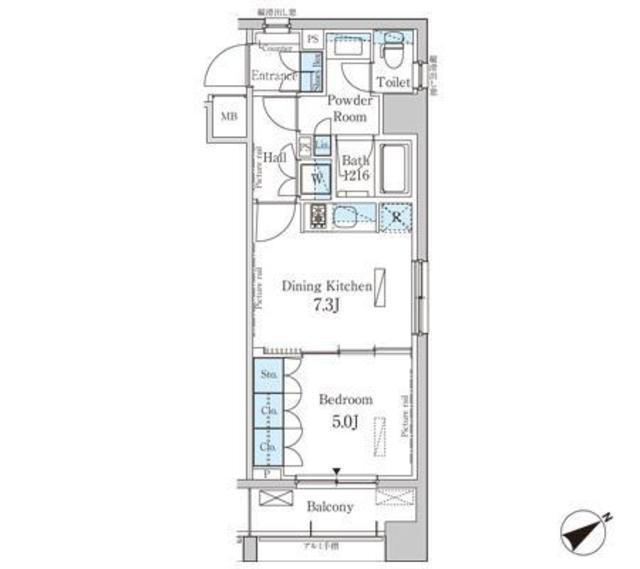 パークアクシス横浜山下町(1DK/4階)の間取り写真