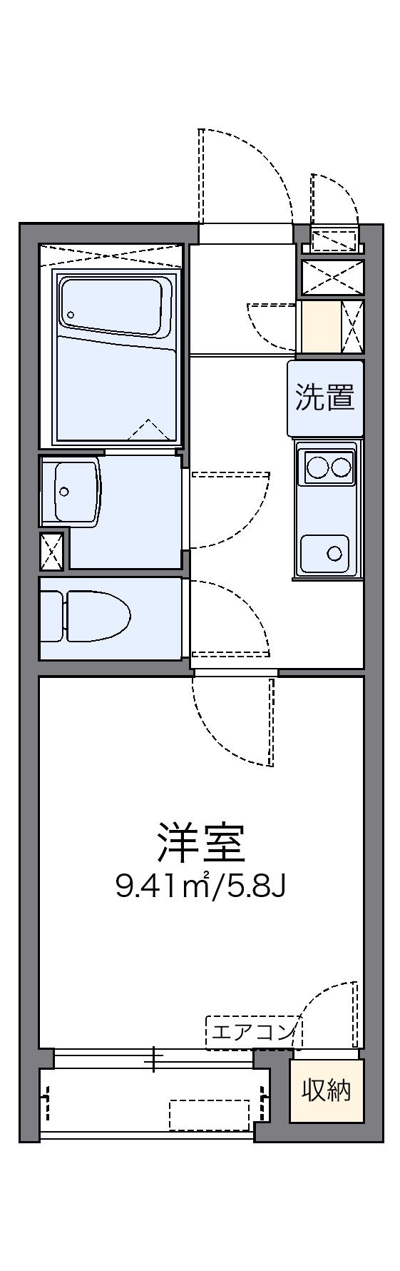 レオネクストアルカディア長沢(1K/1階)の間取り写真