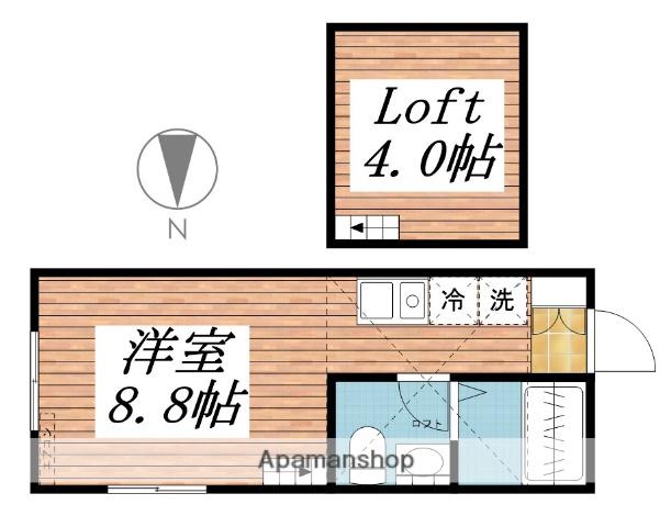 エクリス(ワンルーム/2階)の間取り写真