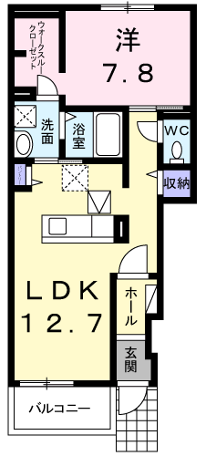 オデッセイ6(1LDK/1階)の間取り写真