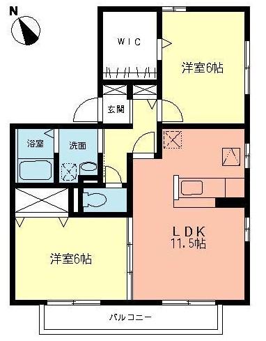 ヴィラージュ(2LDK/1階)の間取り写真