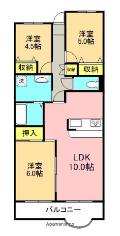 グラシア本厚木(3LDK/3階)の間取り写真