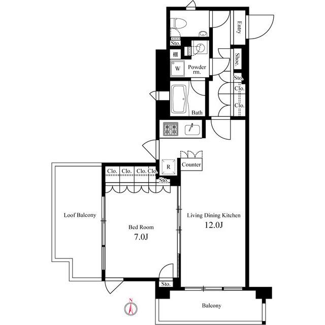 イプセ蒲田ウエスト(1LDK/8階)の間取り写真