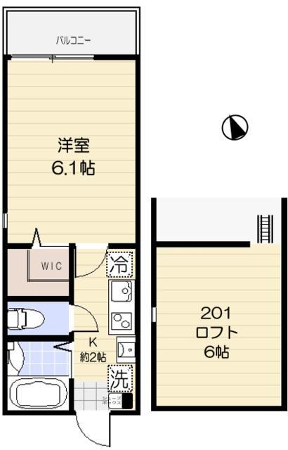 ラ・リュエル馬込(1K/2階)の間取り写真